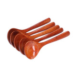 5pcs Wood Spoons Long Handle Wooden Ladle for Mixing Stirring Cooking Utensil ToolDark Color - Low Angle