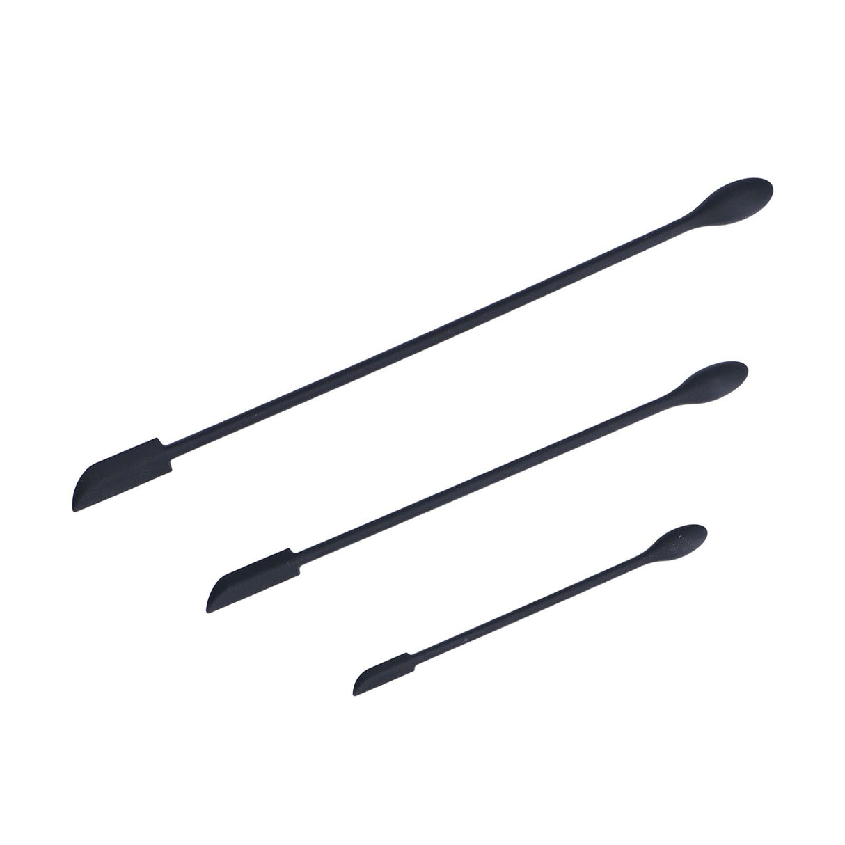 3pcs Spatula Food Grade Silicone Double Head Fruit Jam Cream Makeup Spatula for KitchenBlack