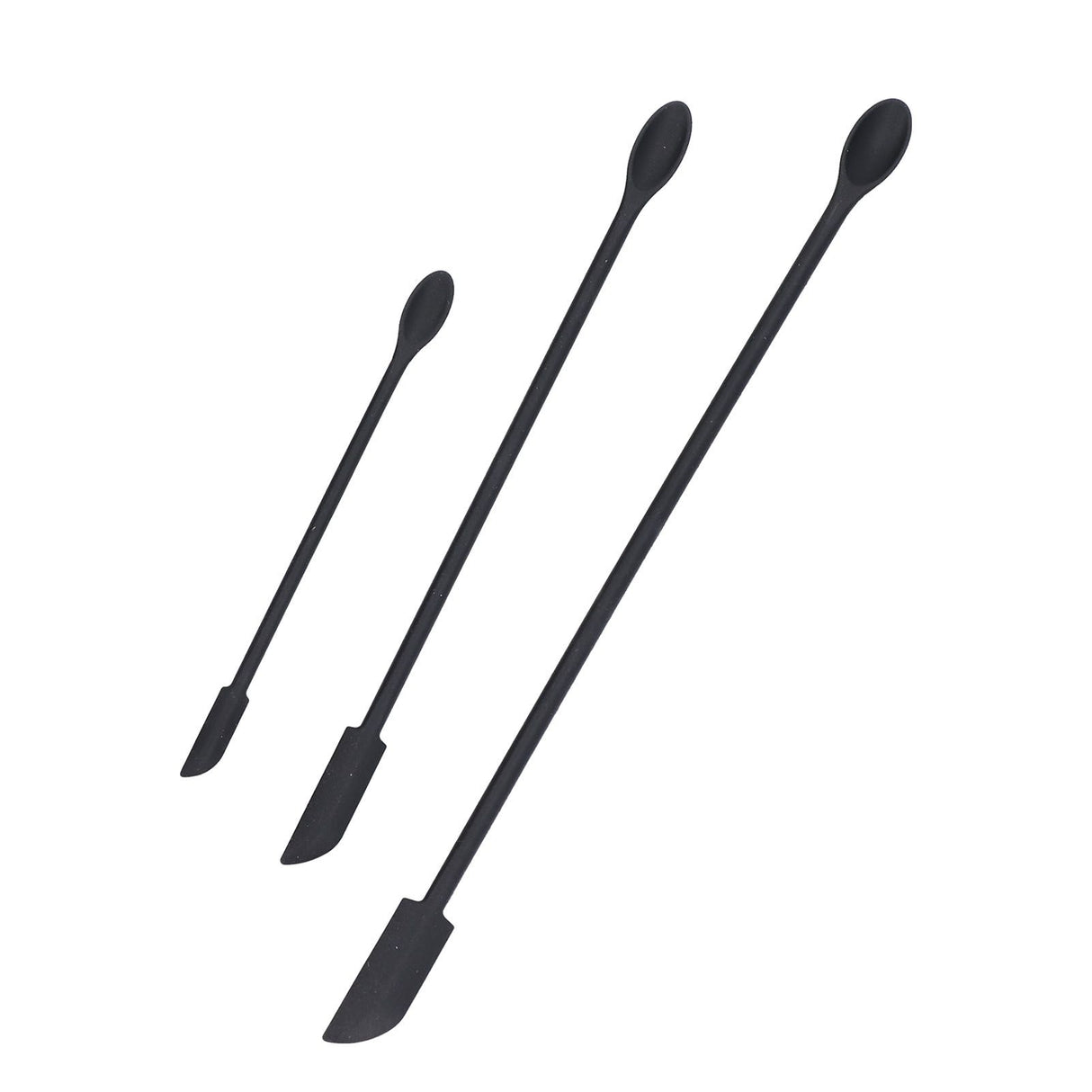 3pcs Spatula Food Grade Silicone Double Head Fruit Jam Cream Makeup Spatula for KitchenBlack