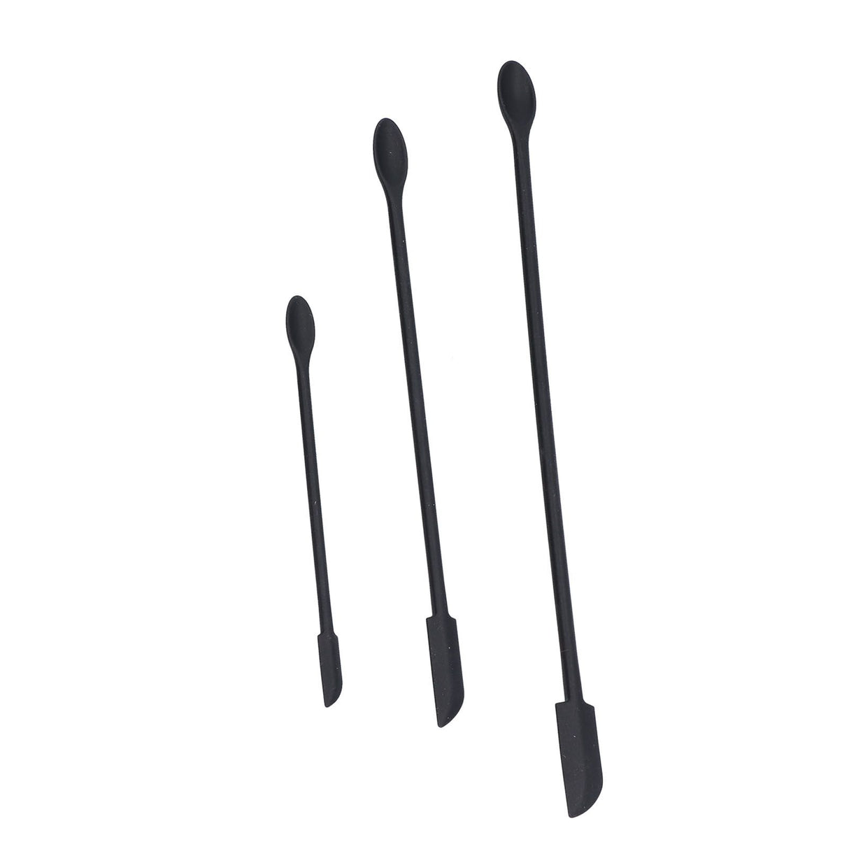3pcs Spatula Food Grade Silicone Double Head Fruit Jam Cream Makeup Spatula for KitchenBlack