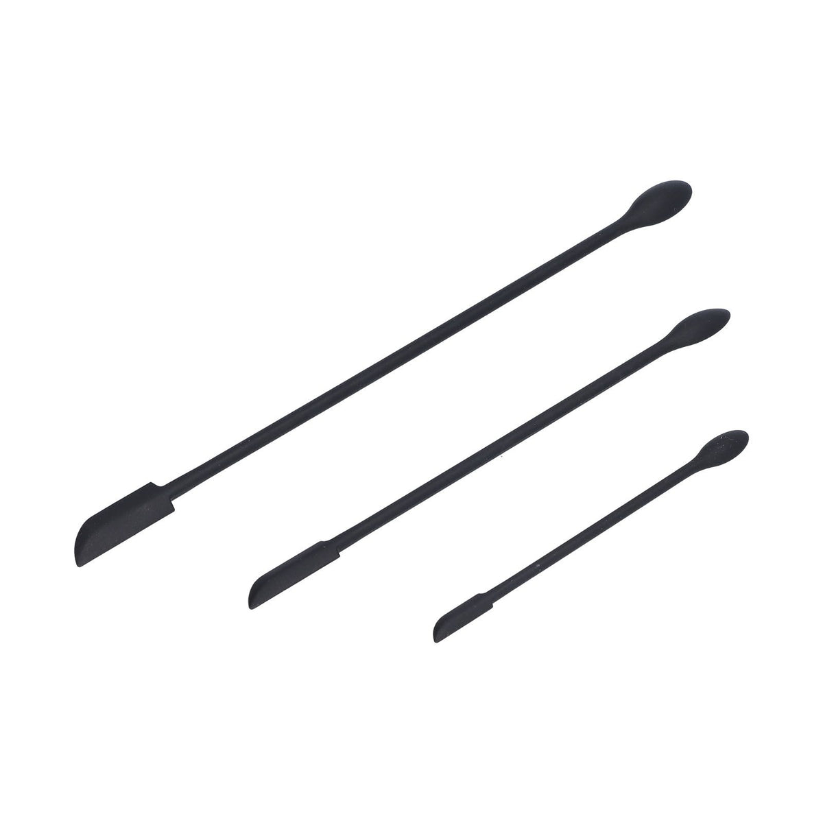 3pcs Spatula Food Grade Silicone Double Head Fruit Jam Cream Makeup Spatula for KitchenBlack