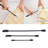 3pcs Spatula Food Grade Silicone Double Head Fruit Jam Cream Makeup Spatula for KitchenBlack