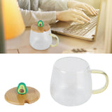 400ml Cute High Borosilicate Glass Cup HeatResistant Mug with Stainless Steel Spoon Bamboo Lid(Avocado ) - Extra Image