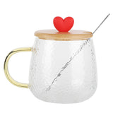 400ml Cute High Borosilicate Glass Cup HeatResistant Mug with Stainless Steel Spoon Bamboo Lid(Love ) - Rear View