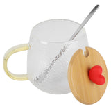 400ml Cute High Borosilicate Glass Cup HeatResistant Mug with Stainless Steel Spoon Bamboo Lid(Love ) - Extra Image