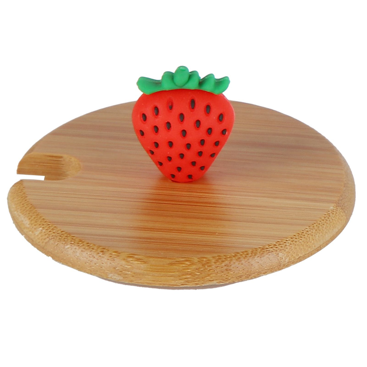 400ml Cute High Borosilicate Glass Cup HeatResistant Mug with Stainless Steel Spoon Bamboo Lid(Strawberry )
