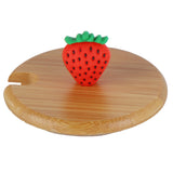 400ml Cute High Borosilicate Glass Cup HeatResistant Mug with Stainless Steel Spoon Bamboo Lid(Strawberry ) - Extra Image