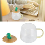 400ml Cute High Borosilicate Glass Cup HeatResistant Mug with Stainless Steel Spoon Bamboo Lid(Dinosaur ) - Extra Image