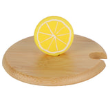 400ml Cute High Borosilicate Glass Cup HeatResistant Mug with Stainless Steel Spoon Bamboo Lid(Lemon )