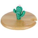400ml Cute High Borosilicate Glass Cup HeatResistant Mug with Stainless Steel Spoon Bamboo Lid(Cactus )