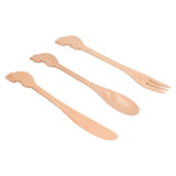 3pcs Wooden Tableware Set Spoon Fork Reusable Hand Made Utensils Portable Soup Spoon for Kitchen Picnic Hotel