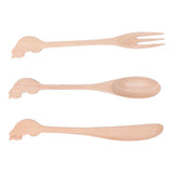 3pcs Wooden Tableware Set Spoon Fork Reusable Hand Made Utensils Portable Soup Spoon for Kitchen Picnic Hotel - Extra Image