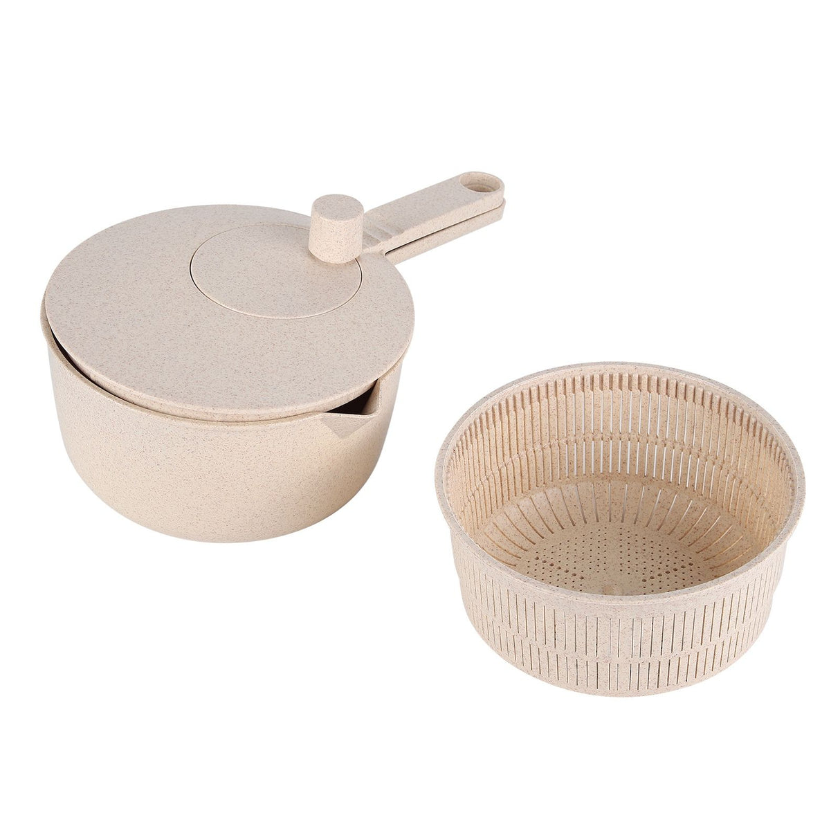 Salad Spinner Fruit Vegetable Dryer Strainer Sifter Manual Vegetables Rice Washing Tool for Kitchen SuppliesBeige