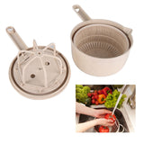 Salad Spinner Fruit Vegetable Dryer Strainer Sifter Manual Vegetables Rice Washing Tool for Kitchen SuppliesBeige