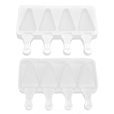 Multi Grid Silicone Ice Bar Mold Heat Resistant Ice Cream Making Mold Kitchen DIY Tool(4Grid Triangular )