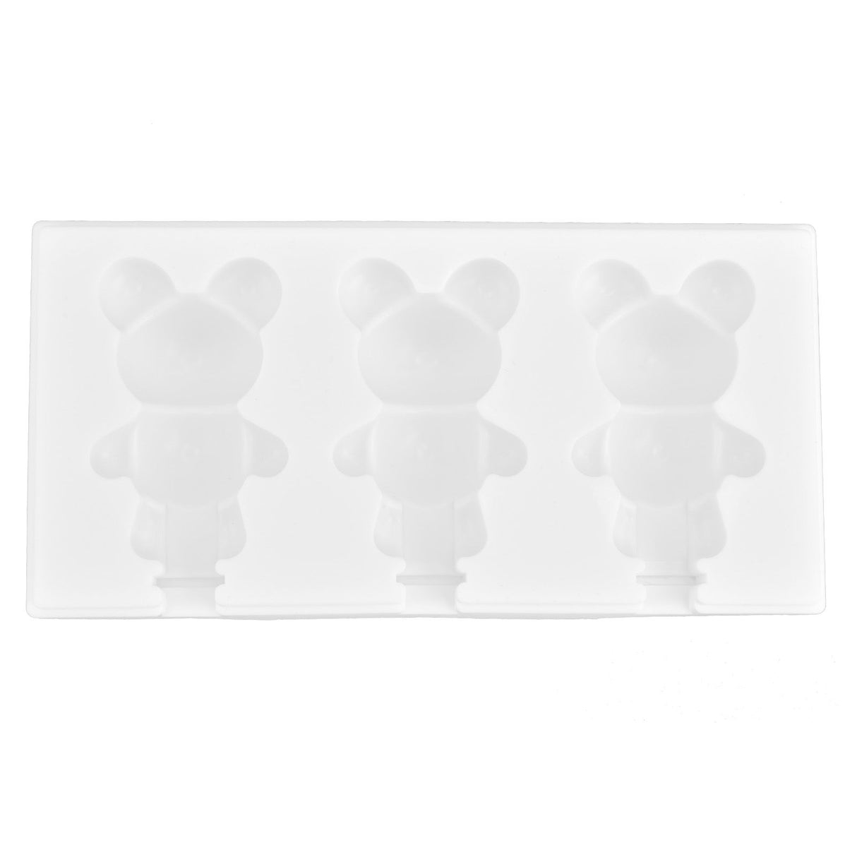 Multi Grid Silicone Ice Bar Mold Heat Resistant Ice Cream Making Mold Kitchen DIY Tool(3Grid Bear Shape )