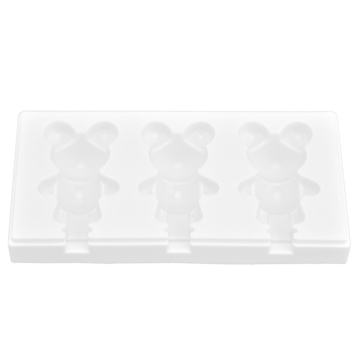 Multi Grid Silicone Ice Bar Mold Heat Resistant Ice Cream Making Mold Kitchen DIY Tool(3Grid Bear Shape )