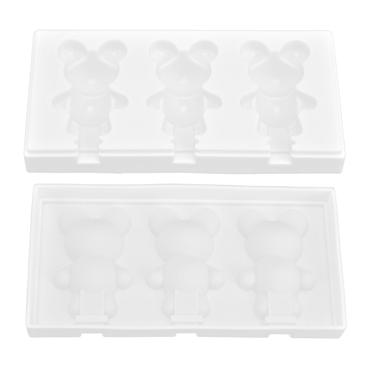 Multi Grid Silicone Ice Bar Mold Heat Resistant Ice Cream Making Mold Kitchen DIY Tool(3Grid Bear Shape )