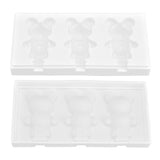 Multi Grid Silicone Ice Bar Mold Heat Resistant Ice Cream Making Mold Kitchen DIY Tool(3Grid Bear Shape )