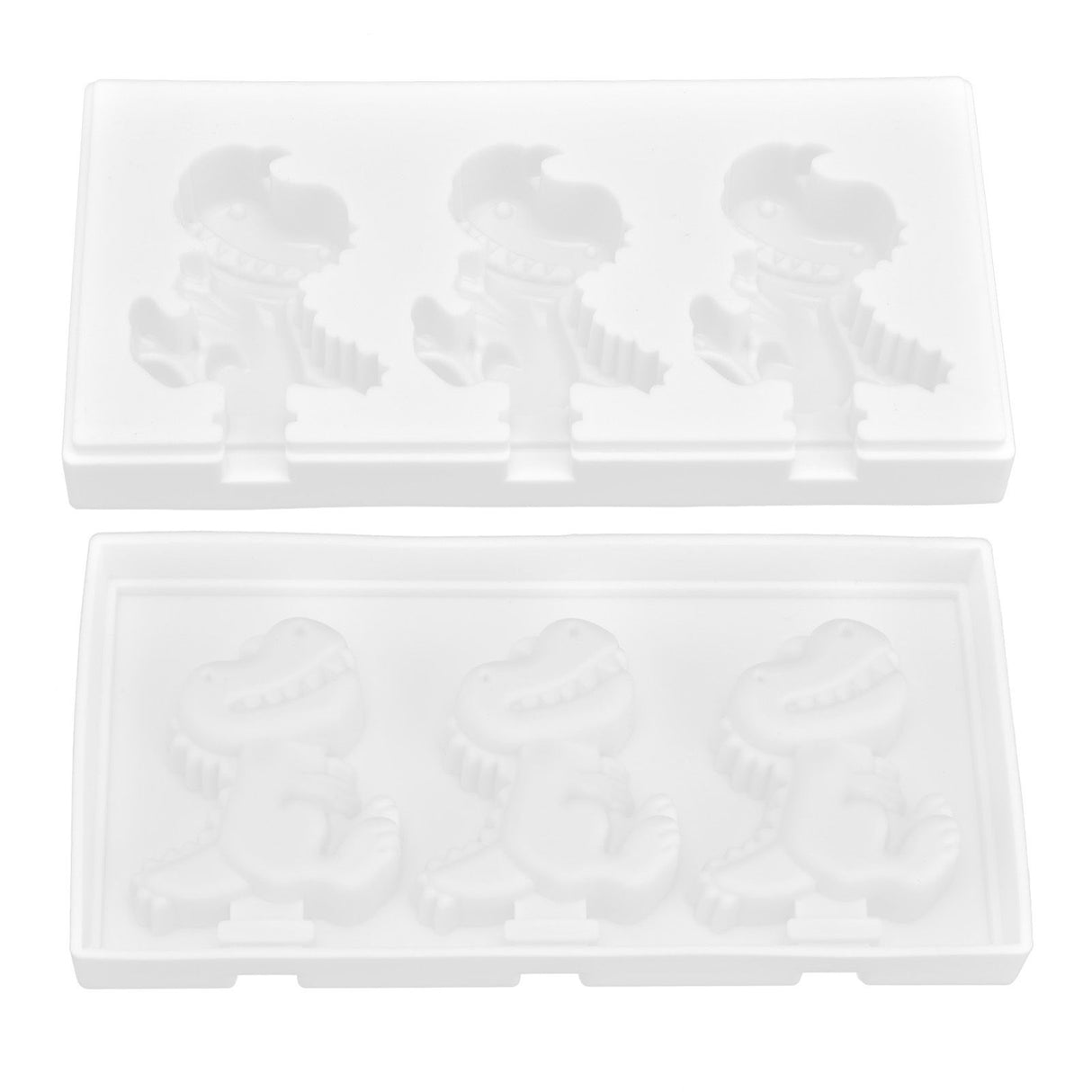 Multi Grid Silicone Ice Bar Mold Heat Resistant Ice Cream Making Mold Kitchen DIY Tool(3Grid Dinosaur Shape )
