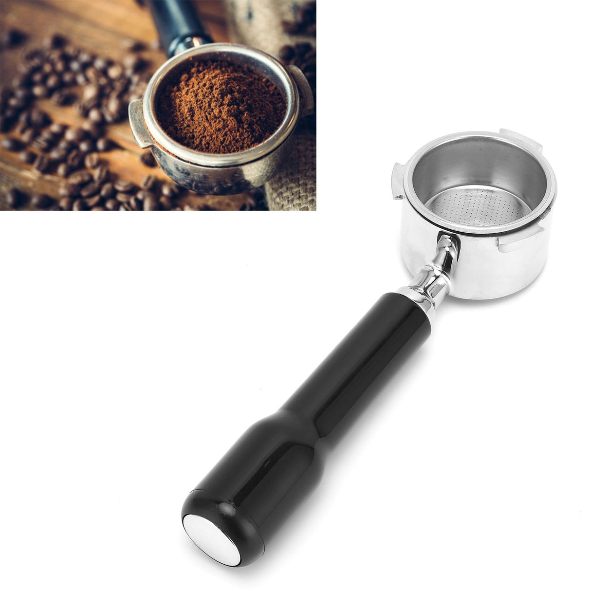 Coffee Bottomless Portafilter Stainless Steel Filter Holder Basket Replacement Tool Coffee Machine Accessory54mm Black