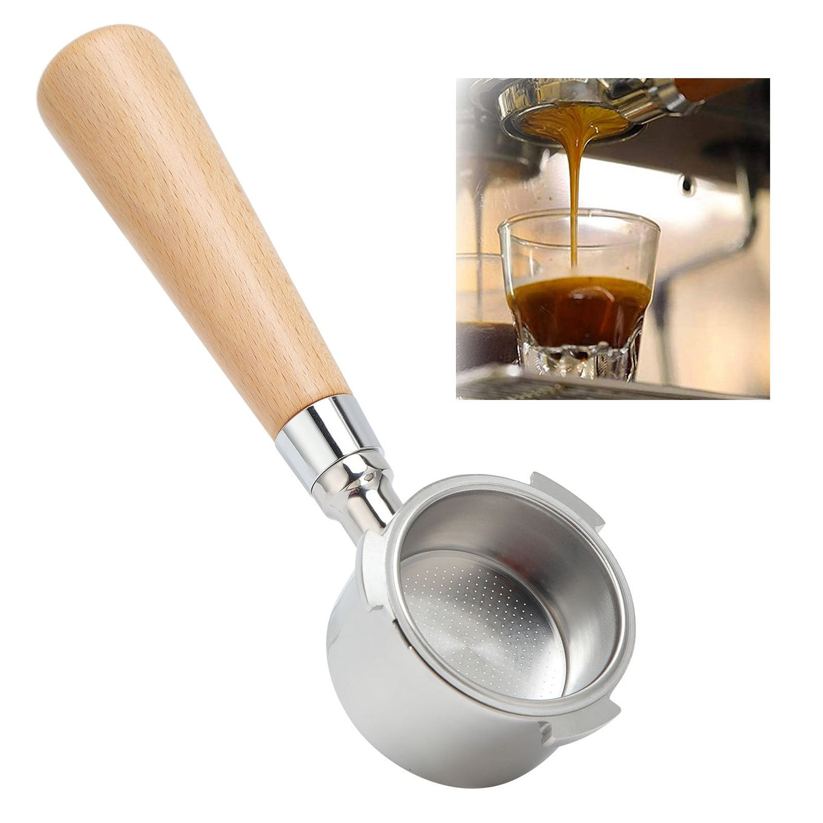 3 Ear Coffee Bottomless Portafilter Coffee Machine Handle Filter Holder for Delonghi Machine CoffeewareBeech Handle 54mm
