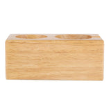 2‑Hole Wooden Tamper Base Natural Wood Color External Durable Tamping Station Handle Stand for Coffee Shop Home - Front View