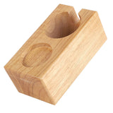 2‑Hole Wooden Tamper Base Natural Wood Color External Durable Tamping Station Handle Stand for Coffee Shop Home