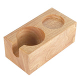 2‑Hole Wooden Tamper Base Natural Wood Color External Durable Tamping Station Handle Stand for Coffee Shop Home - 45-Degree Angle