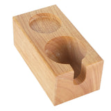 2‑Hole Wooden Tamper Base Natural Wood Color External Durable Tamping Station Handle Stand for Coffee Shop Home