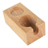 2‑Hole Wooden Tamper Base Natural Wood Color External Durable Tamping Station Handle Stand for Coffee Shop Home - Extra Image