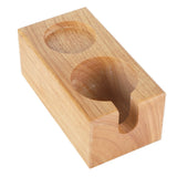 2‑Hole Wooden Tamper Base Natural Wood Color External Durable Tamping Station Handle Stand for Coffee Shop Home