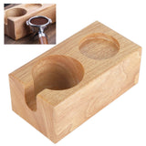 2‑Hole Wooden Tamper Base Natural Wood Color External Durable Tamping Station Handle Stand for Coffee Shop Home - Extra Image