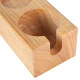 2‑Hole Wooden Tamper Base Natural Wood Color External Durable Tamping Station Handle Stand for Coffee Shop Home - Extra Image