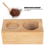 2‑Hole Wooden Tamper Base Natural Wood Color External Durable Tamping Station Handle Stand for Coffee Shop Home