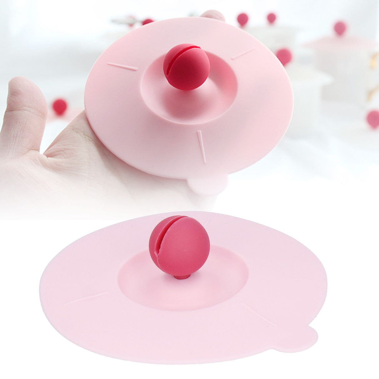Dustproof Mug Covers Cartoon Silicone Cup Lid for Beverage Cup Sealing AccessoriesPink