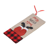 Christmas Santa Grid Design Champagne Bottle Cover Bag Sleeve Christmas Gifts for PartyRed Black Grid