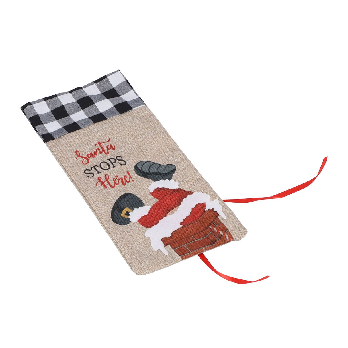 Christmas Santa Grid Design Champagne Bottle Cover Bag Sleeve Christmas Gifts for PartyBlack White Grid