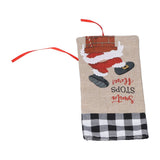 Christmas Santa Grid Design Champagne Bottle Cover Bag Sleeve Christmas Gifts for PartyBlack White Grid