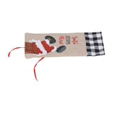 Christmas Santa Grid Design Champagne Bottle Cover Bag Sleeve Christmas Gifts for PartyBlack White Grid - Rear View