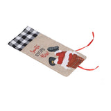 Christmas Santa Grid Design Champagne Bottle Cover Bag Sleeve Christmas Gifts for PartyBlack White Grid