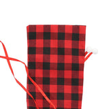 Square Grid Design Wine Bottle Cover Wine Bottle Sweater Bag for Home Christmas Party Home BarRed Black Grid - Extra Image