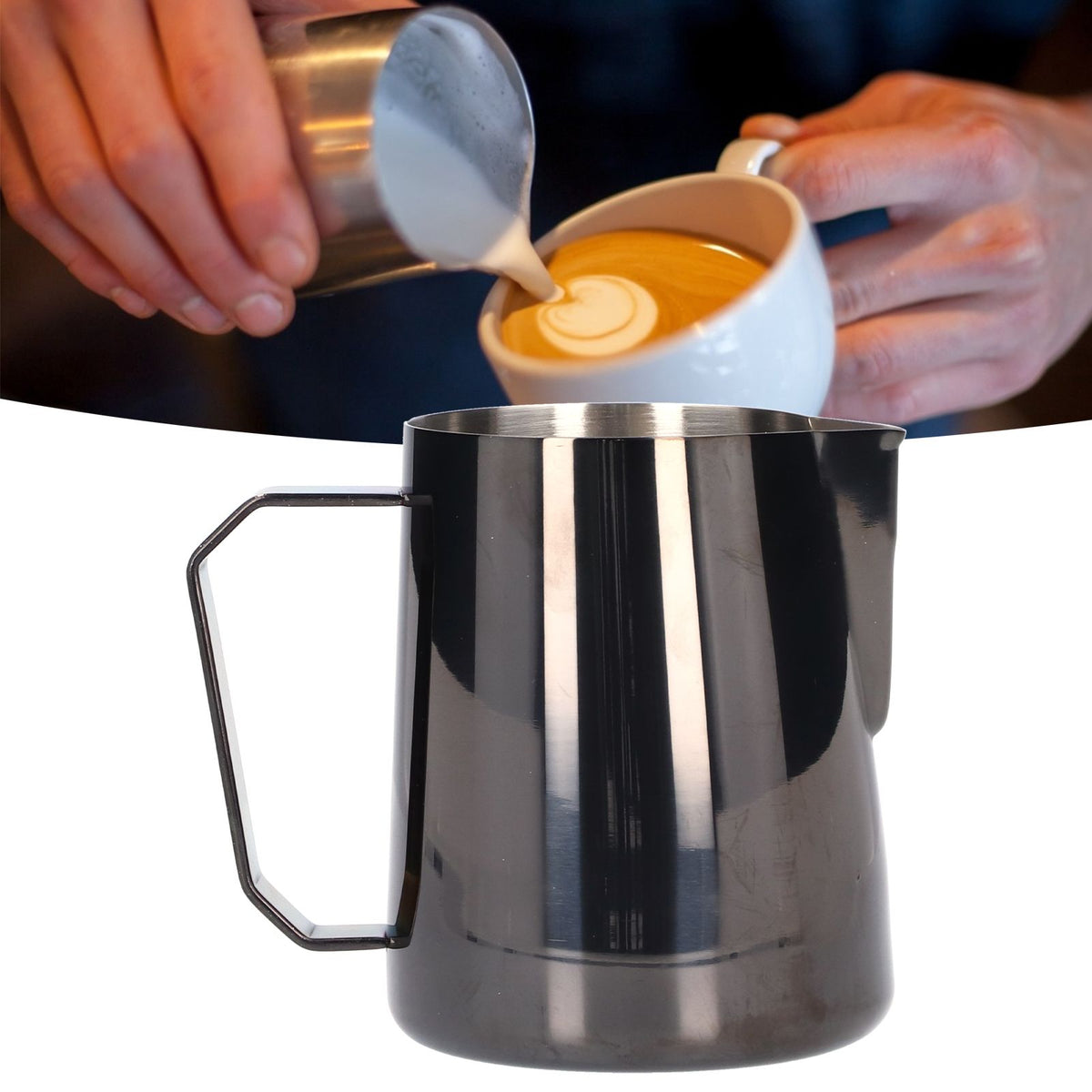 600ml Stainless Steel Coffee Pitcher Coffee Milk Frothing Cup Steaming Pitcher with Pointed MouthWithout Label