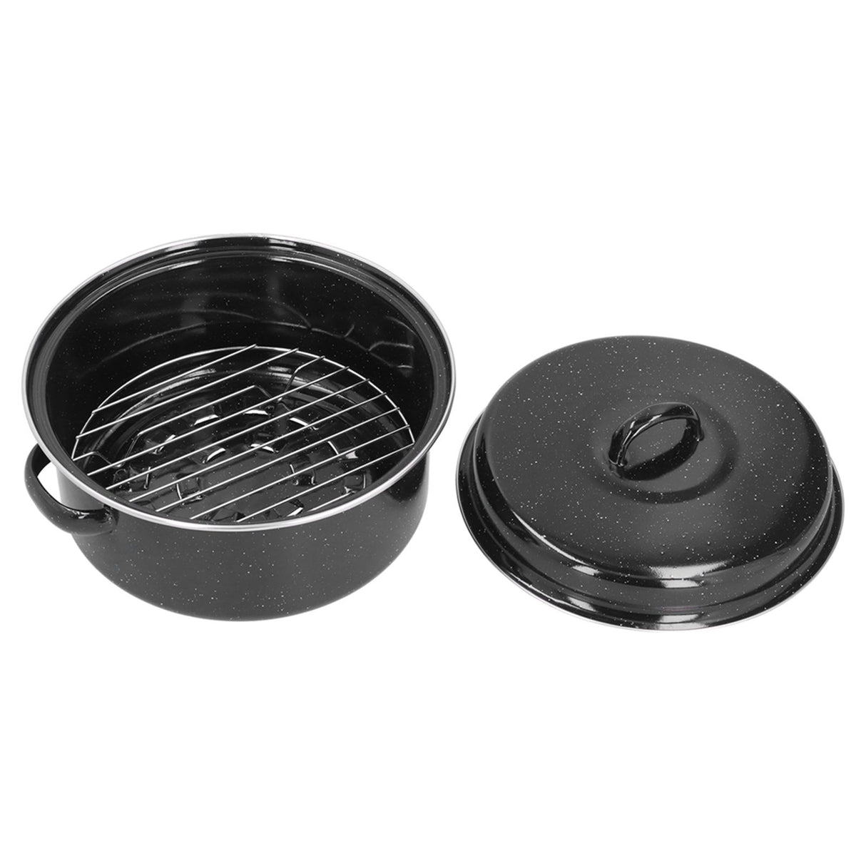 Oval Roaster Enamel Oval Roaster Excellent Heating for Barbucue and Sweet Potato Black for Family