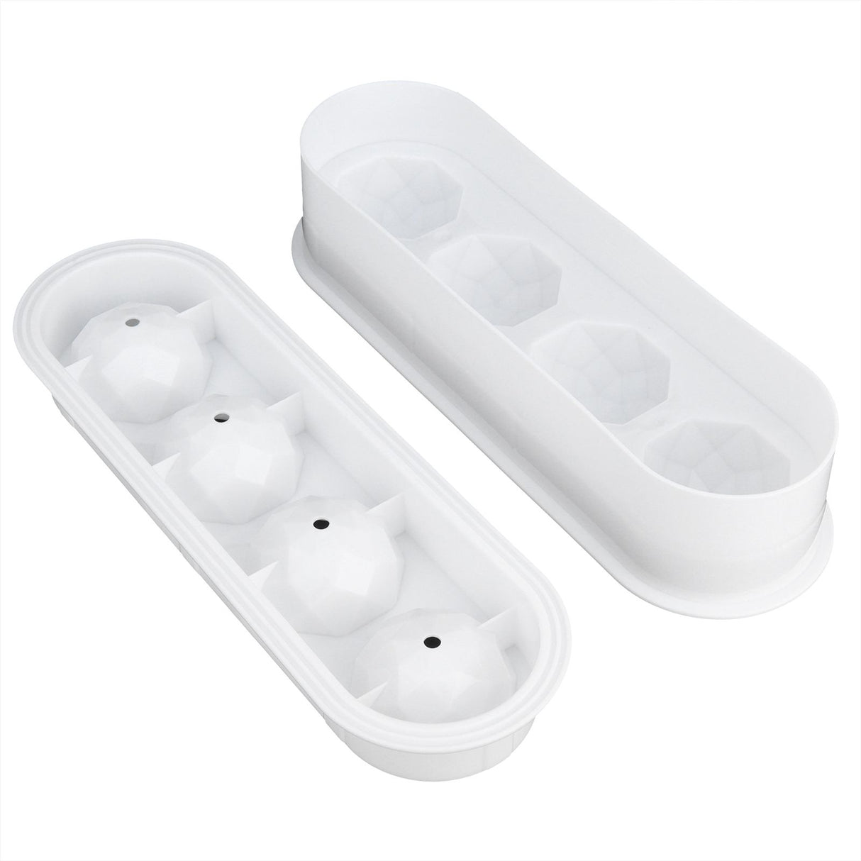 2Pcs 4 Grids Food Grade Ice Cubes Mold Whiskey Ice Ball Making Mold Tray for Home Bar