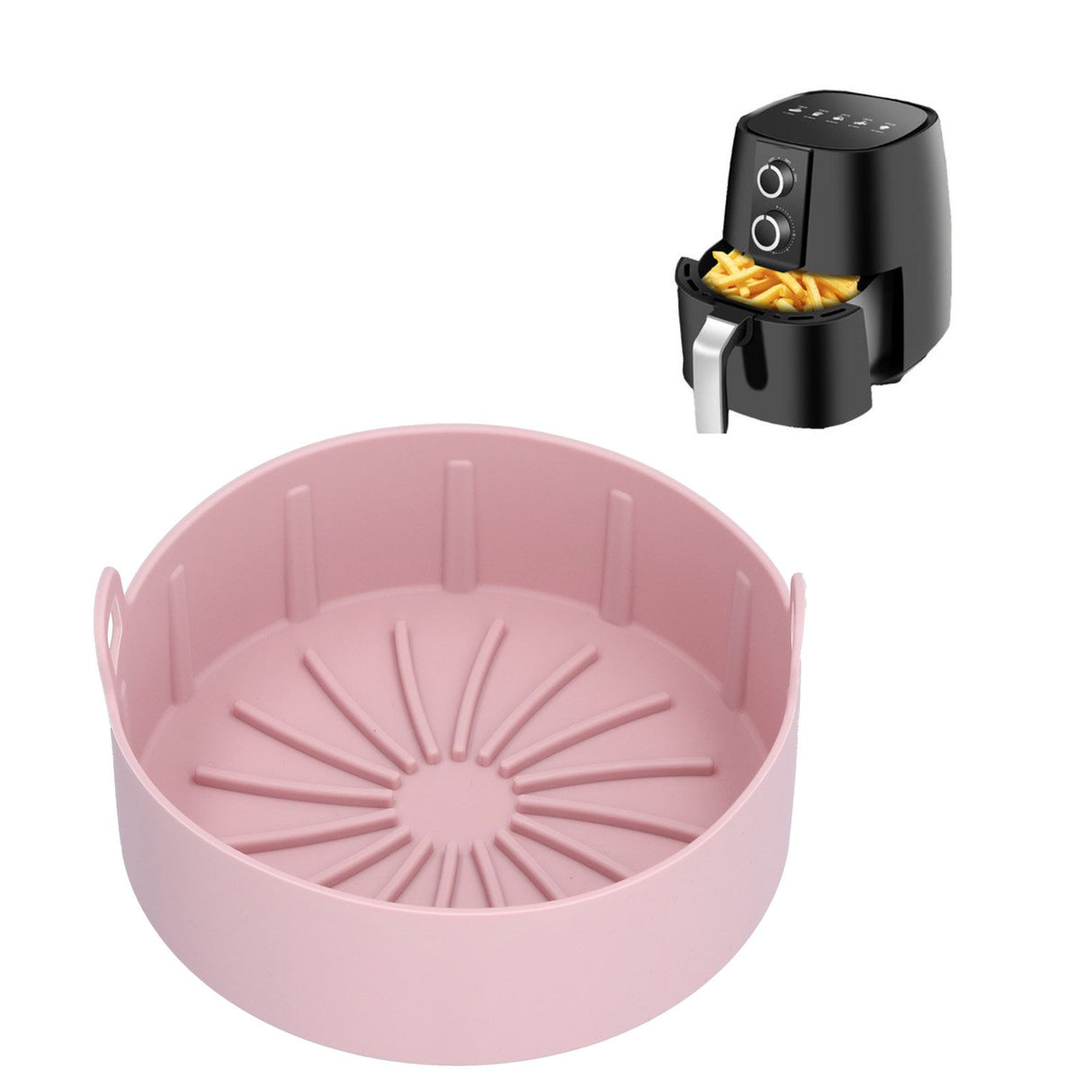 Reusable Silicone Pot Replacement Kitchen Electric Fryer Basket Tray Baking Accessory 20℃220℃(16cm Pink )