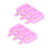 2Pcs 3 Grid Silicone Ice Cream Mold with Lid Rabbit Shaped Mold for Summer Home Kitchen