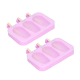 2Pcs 3 Grid Silicone Ice Cream Mold with Lid Rabbit Shaped Mold for Summer Home Kitchen