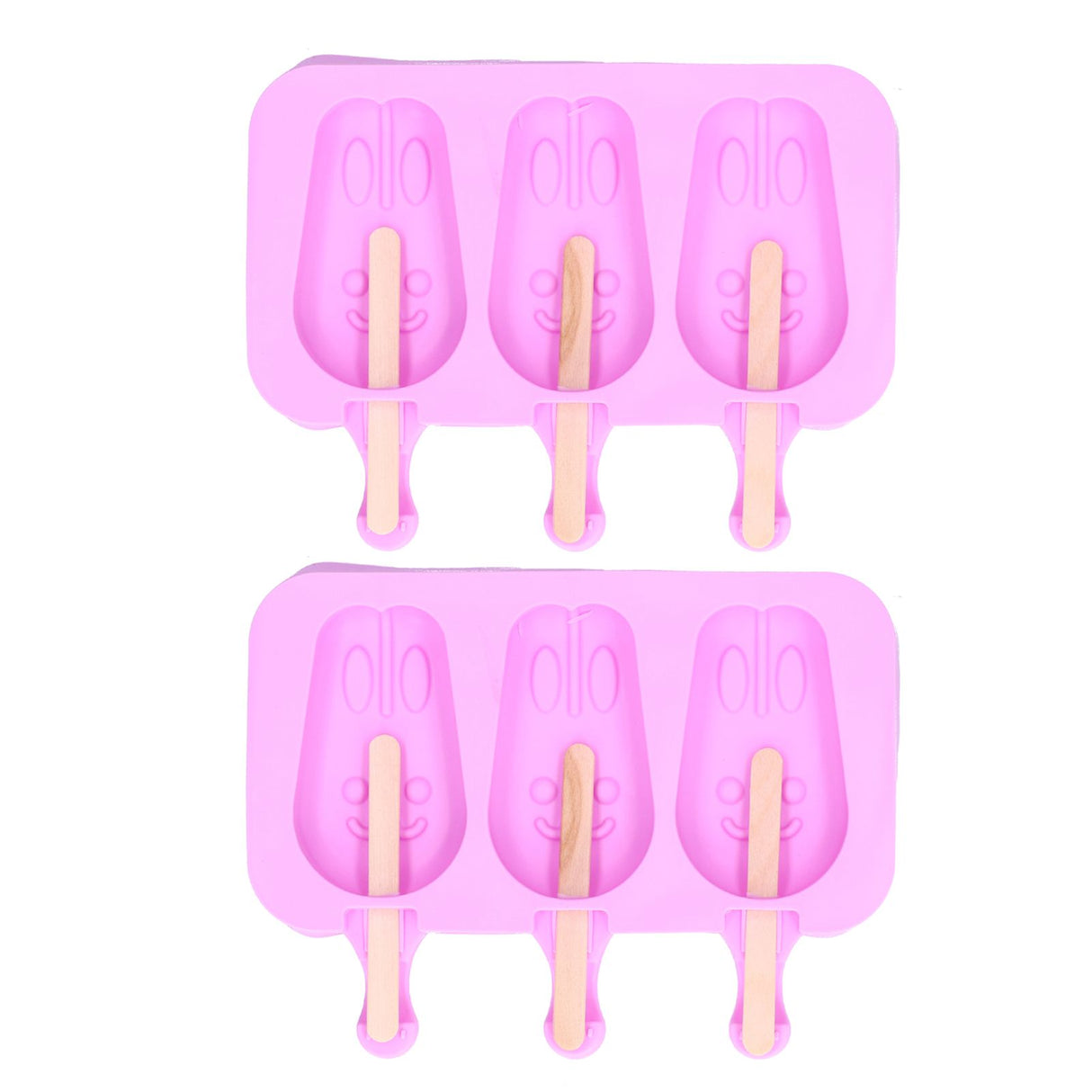 2Pcs 3 Grid Silicone Ice Cream Mold with Lid Rabbit Shaped Mold for Summer Home Kitchen