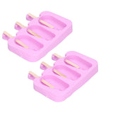 2Pcs 3 Grid Silicone Ice Cream Mold with Lid Rabbit Shaped Mold for Summer Home Kitchen - 45-Degree Angle